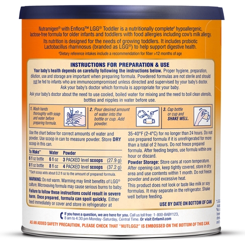 MON1167072CS - Mead Johnson Nutrition - Toddler Formula Enfamil&reg; Nutramigen&trade; with Enflora LGG&reg; Unflavored 12.6 oz. Can Powder, 6/CS