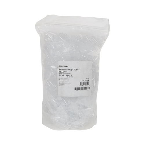 MON1169386BG - McKesson - McKesson Microcentrifuge Tube Conical Bottom Plain 1.5 mL Without Color Coding Snap Cap Polypropylene Tube, 500/BG