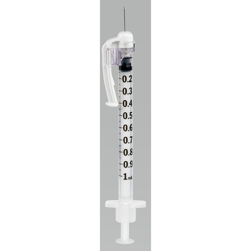 MON1171919CS - McKesson - McKesson Tuberculin Syringe with Needle Prevent&reg; SG 1 mL 27 Gauge 1/2 Inch Attached Needle Sliding Safety Needle / Safety Cap, 100/BX, 4BX/CS