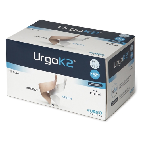 MON1173100EA - Urgo Medical North America - 2 Layer Compression Bandage System URGOK2 4 X 9-3/4 X 12-1/2 Inch 40 mmHg Self-adherent Closure Tan / White Large NonSterile, 1/EA