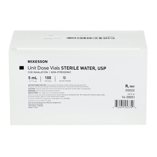 MON1177048CS - McKesson - McKesson Respiratory Therapy Solution Sterile Water Solution Unit Dose Vial 5 mL, 1000/CS