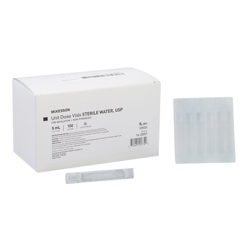 MON1177048CS - McKesson - McKesson Respiratory Therapy Solution Sterile Water Solution Unit Dose Vial 5 mL, 1000/CS