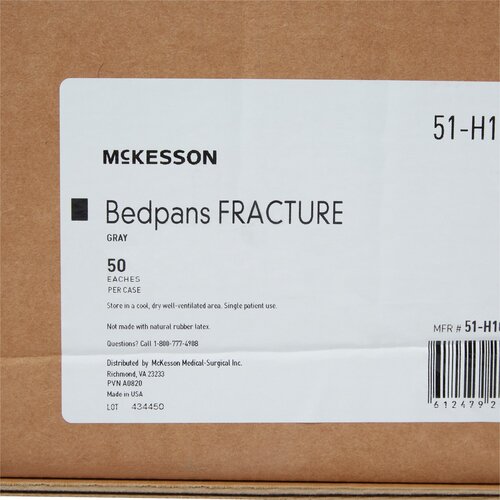 MON1177278CS - McKesson - McKesson Fracture Bedpan Gray 34 oz. / 1006 mL, 50 EA/CS
