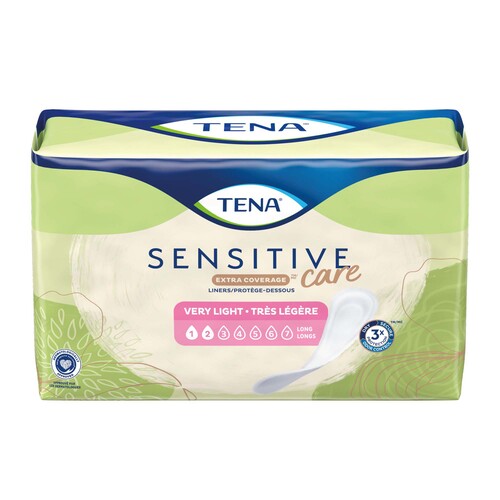 MON1179008CS - Essity - Essity TENA Sensitive Care™ Bladder Control Pad, Extra Coverage, 9 Inch Length, Light Absorbency, Dry-Fast Core™, One Size Fits Most, 200 EA/CS