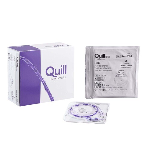 MON1179592BX - Surgical Specialties - Surgical Specialties Absorbable Suture with Needle Quill Knotless Tissue-Closure Device PDO (Polydioxanone) 1/2 Circle Taper Point Needle Size 2 Barbed Monofilament