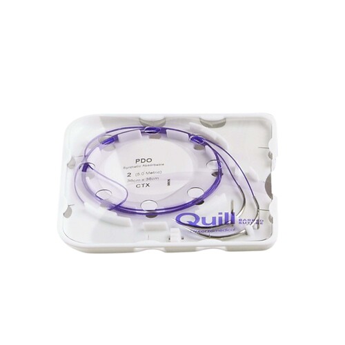 MON1179592BX - Surgical Specialties - Surgical Specialties Absorbable Suture with Needle Quill Knotless Tissue-Closure Device PDO (Polydioxanone) 1/2 Circle Taper Point Needle Size 2 Barbed Monofilament