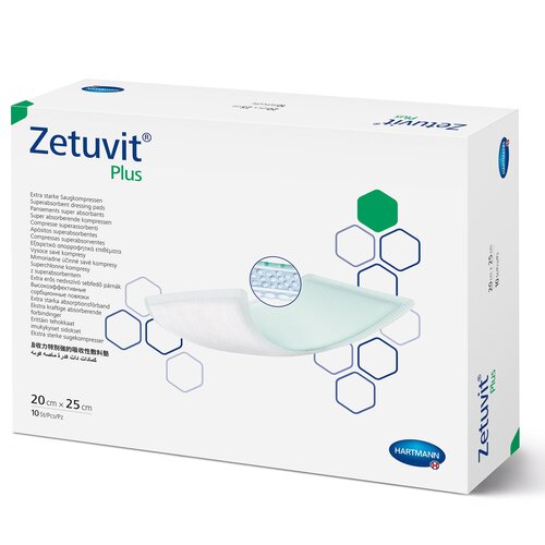 MON1181540EA - Hartmann - Hartmann Super Absorbent Dressing Zetuvit Plus Silicone Non-Bordered Nonadhesive 8 X 10 Inch Rectangle, 1 Each