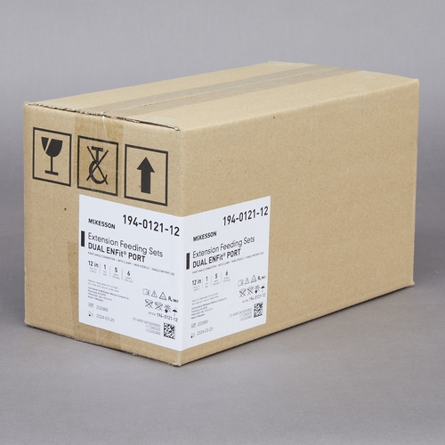 MON1183126BX - McKesson - McKesson Enteral Feeding Extension Set 12 Inch, Enfit, Y-Port, Right Angle Connector and Clamp, NonSterile, 5/BX