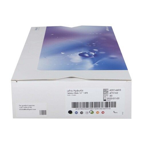 MON1184044CS - Wellspect Healthcare - Wellspect Healthcare Intermittent Closed System Catheter Tray LoFric Hydro-Kit Male / Straight Tip 14 Fr. Without Balloon Hydrophilic Coated Polyolefin-Based Elastomer (POBE)