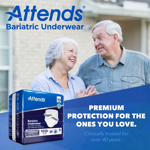 Attends Bariatric Pull-On Incontinence Underwear, Heavy Absorbency, 3XL -  Attends AU60 CS - Betty Mills