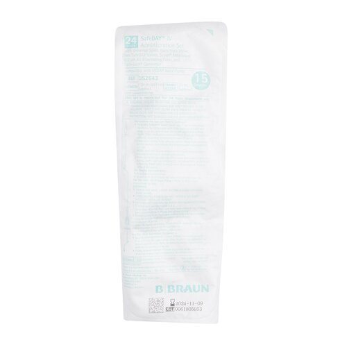 MON1184130CS - B. Braun - Primary IV Administration Set SafeDay 24 Hour 15 Drops / mL Drip Rate 104 Inch Tubing 3 Ports, 50/CS