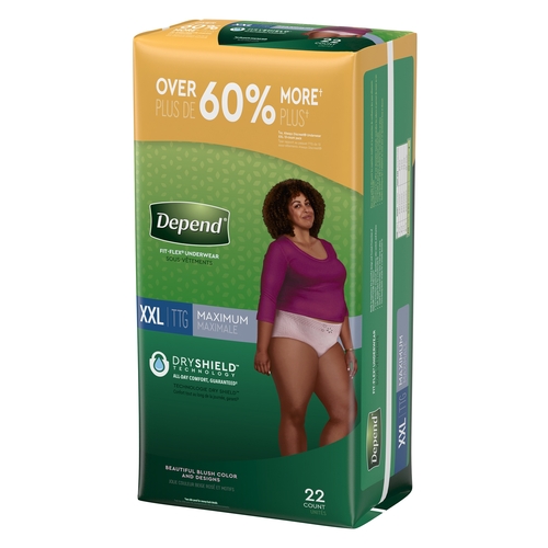 Depend FIT-FLEX Incontinence Underwear for Women, Disposable, Maximum  Absorbency, S, Blush, 60 Count