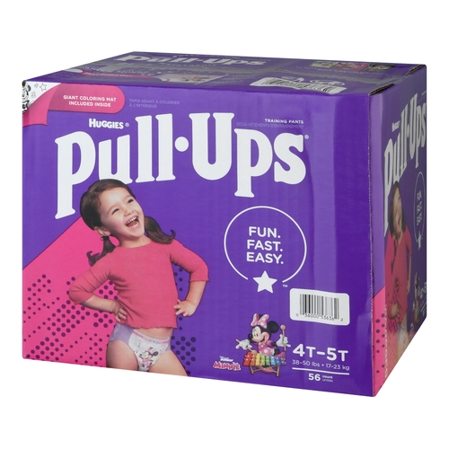 Pull-Ups Female Toddler Training Pants Pull-Ups Learning Designs for Girls  Pull On with Tear Away Seams Size 6 / 4T to 5T Disposable Heavy Absorbency,  56 EA/CS - Kimberly Clark Professional 53636