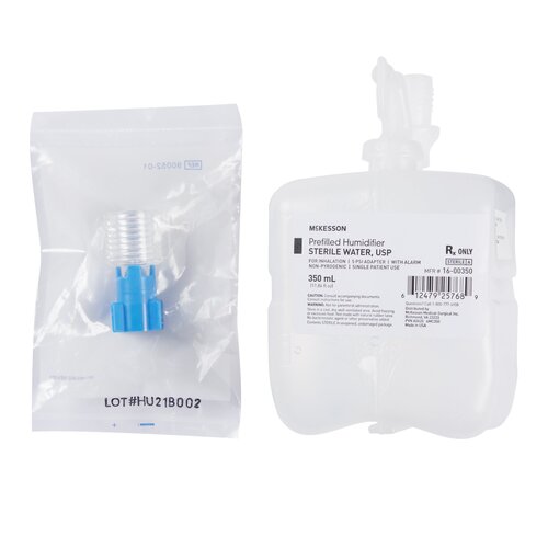 MON1185171CS - McKesson - McKesson McKesson Humidifier Bottle with Adapter 350 mL Sterile Water Universal, 20 EA/CS