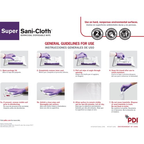 MON1186308CS - PDI - PDI Super Sani-Cloth Surface Disinfectant Cleaner Premoistened Germicidal Manual Pull Wipe 80 Count Soft Pack Alcohol Scent NonSterile, 9/CS
