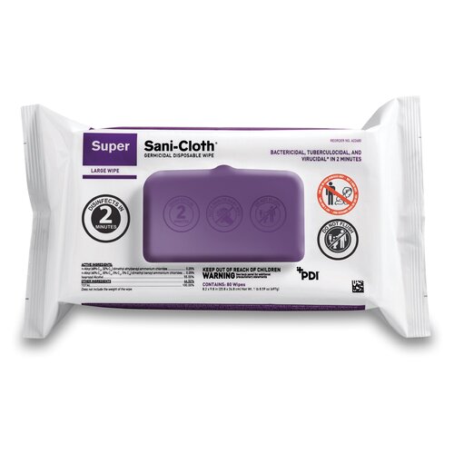 MON1186308CS - PDI - PDI Super Sani-Cloth Surface Disinfectant Cleaner Premoistened Germicidal Manual Pull Wipe 80 Count Soft Pack Alcohol Scent NonSterile, 9/CS