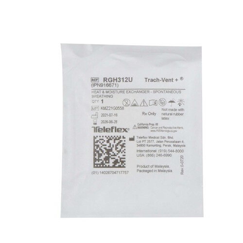 MON1190314CS - Teleflex_Medical.GIF - Teleflex_Medical.GIF Heat and Moisture Exchanger-Trach Trach-Vent+ 32.42, Vt = 0.5 L 1.17 @ 60 LPM