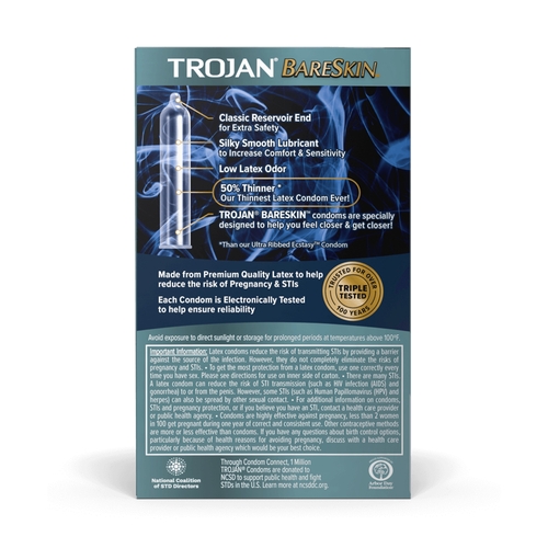 MON1193266BX - Church & Dwight - Condom Trojan&reg; Bareskin Lubricated 10 per Box
