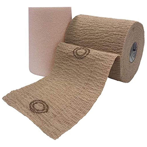 2 Layer Compression Bandage System, CoFlex TLC Calamine 4 Inch X 6 Yard / 4  Inch X 7 Yard 25-30 mmHg Self-Adherent/Pull On Closure Tan NonSterile 2