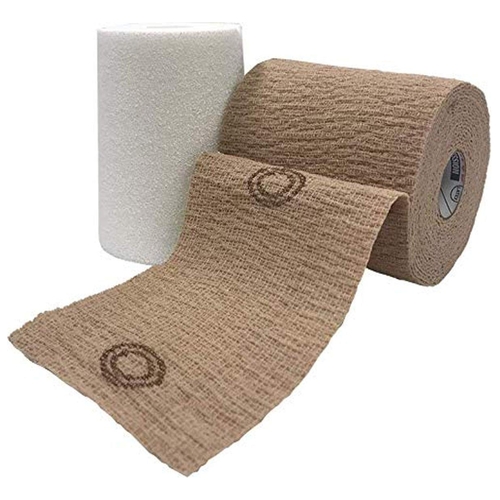 MON1194370CS - Andover Coated Products - Andover Coated Products 2 Layer Compression Bandage System CoFlex TLC Zinc with Indicators 4 Inch X 6 Yard / 4 Inch X 7 Yard 35 to 40 mmHg Self-adherent / Pull On Closure Tan NonSterile, 8/CS