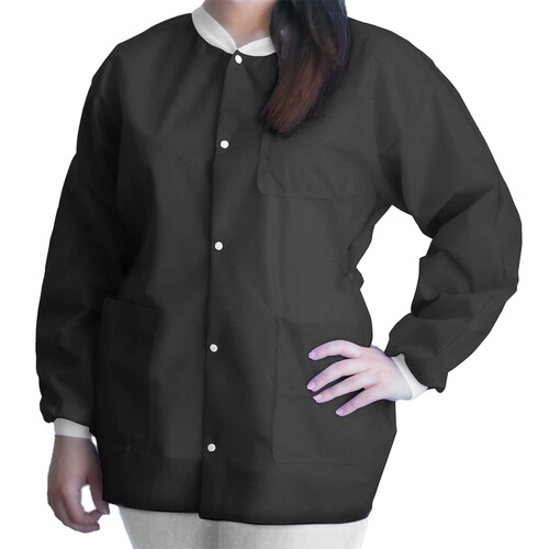MON1194403BG - Dukal - Dukal Lab Jacket FitMe Black 2X-Large Hip Length 3-Layer SMS Disposable