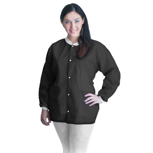MON1194403BG - Dukal - Dukal Lab Jacket FitMe Black 2X-Large Hip Length 3-Layer SMS Disposable