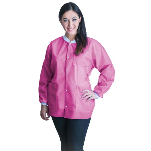 MON1194434CS - Dukal - Dukal Lab Jacket FitMe&trade; Bubblegum Pink Small Hip Length 3-Layer SMS Disposable, 50/CS