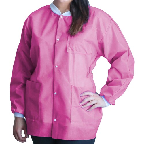 MON1194525BG - Dukal - Dukal Lab Coat FitMe Raspberry Pink Medium Knee Length 3-Layer SMS Disposable