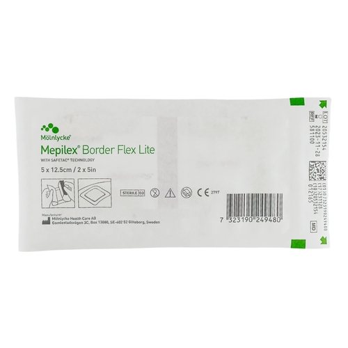MON1195995BX - Molnlycke Healthcare - Molnlycke Healthcare Silicone Foam Dressing Mepilex Border Flex Lite 2 X 5 Inch Rectangle Adhesive with Border Sterile, 5/BX