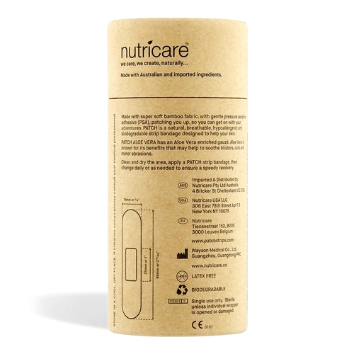 MON1197640CT - Nutricare - Adhesive Strip Patch&trade; Burns and Blisters 3/4 X 3 Inch Bamboo s/b Bamboo / Aloe Vera Rectangle Tan Sterile