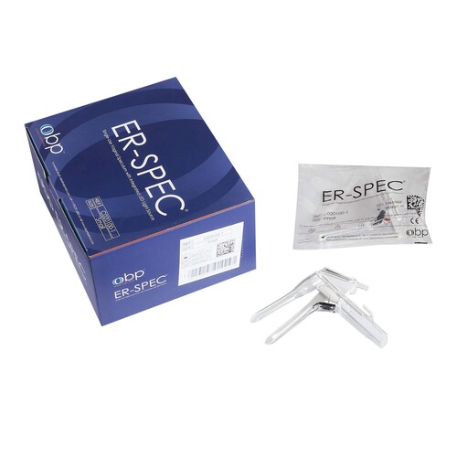 MON1198181BX - Cooper Surgical - Cooper Surgical Vaginal Speculum ER-SPEC Pederson NonSterile Office Grade Acrylic Small Double Blade Duckbill Disposable Built-In Light Source