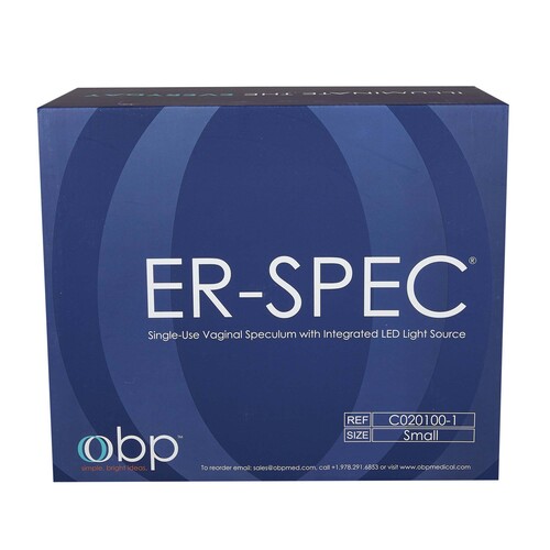 MON1198181BX - Cooper Surgical - Cooper Surgical Vaginal Speculum ER-SPEC Pederson NonSterile Office Grade Acrylic Small Double Blade Duckbill Disposable Built-In Light Source