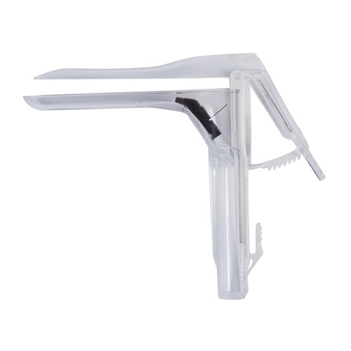 MON1198181BX - Cooper Surgical - Cooper Surgical Vaginal Speculum ER-SPEC Pederson NonSterile Office Grade Acrylic Small Double Blade Duckbill Disposable Built-In Light Source