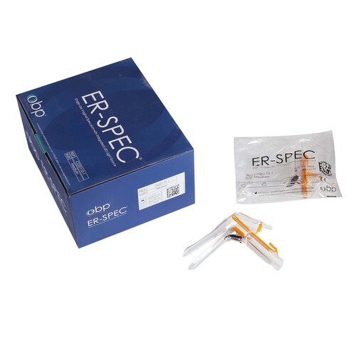 MON1198182BX - Cooper Surgical - Cooper Surgical Vaginal Speculum ER-SPEC Pederson NonSterile Office Grade Acrylic Medium Double Blade Duckbill Disposable Built-In Light Source