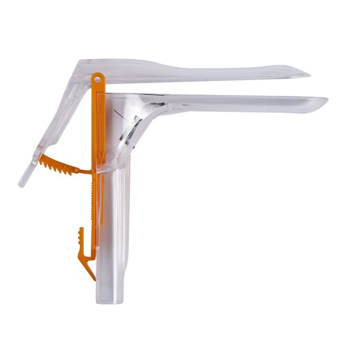 MON1198182BX - Cooper Surgical - Cooper Surgical Vaginal Speculum ER-SPEC Pederson NonSterile Office Grade Acrylic Medium Double Blade Duckbill Disposable Built-In Light Source