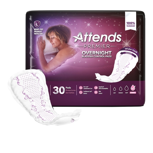MON1204257CS - Attends - Attends Premier Bladder Control Pads, Heavy Absorbency One Size Fits Most, Female, Disposable
