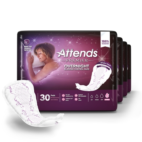 MON1204257CS - Attends - Attends Premier Bladder Control Pads, Heavy Absorbency One Size Fits Most, Female, Disposable