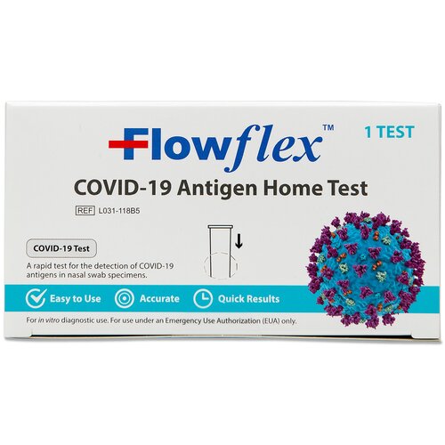 MON1204466CS - Acon Labs - Respiratory Test Kit FlowFlex COVID-19 Antigen OTC 300 Tests per Case / 1 Test per Box CLIA Waived