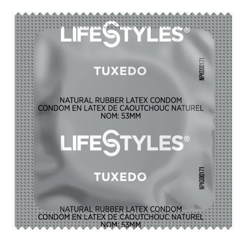 MON1206387CS - Sxwell USA - Condom Lifestyles Tuxedo Lubricated One Size Fits Most 1,008 per Case, 1 Case