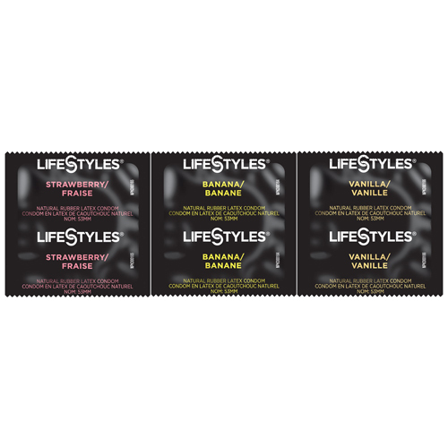 MON1206389CS - Sxwell USA - Condom Lifestyles Assorted Flavors Lubricated One Size Fits Most 1,008 per Case, 1 Case