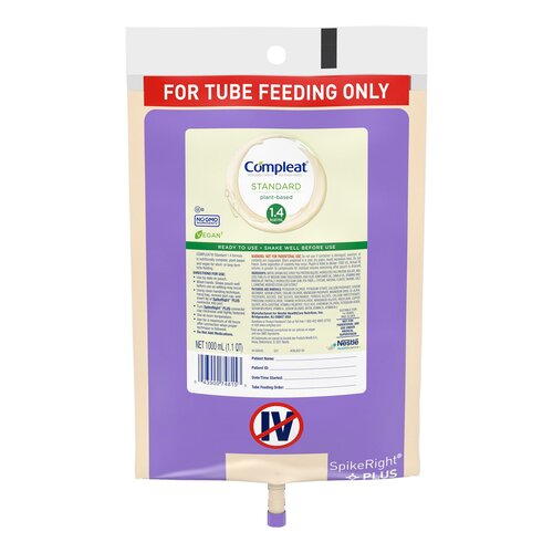 MON1207052CS - Nestle Healthcare Nutrition - Nestle Healthcare Nutrition Tube Feeding Formula Compleat Standard 1.4 Cal SpikeRight Plus 1000 mL UltraPak Bag Ready to Use Vanilla Flavor Adult, 6/CS