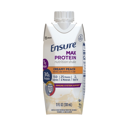 MON1209014CS - Abbott Nutrition - Abbott Nutrition Ensure Max Protein Nutrition Shake, Peach, 11-ounce carton