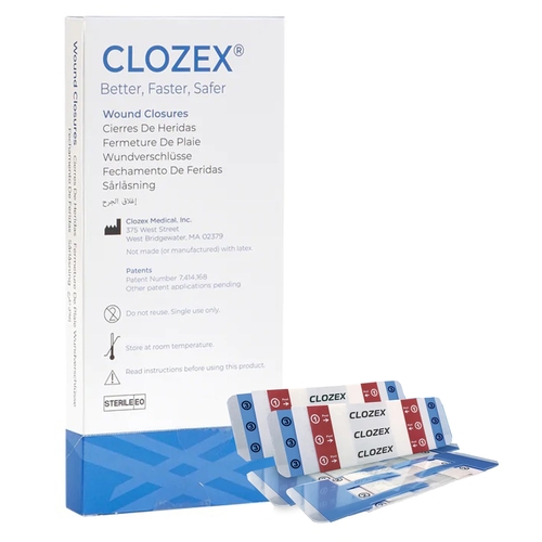 MON1210025BX - Clozex Medical - Clozex Medical Skin Closure Device Clozex 1-1/2 X 1-3/8 Inch Polyurethane, Polyester, Medical Grade Acrylic Interlaced Closure Strip Clear
