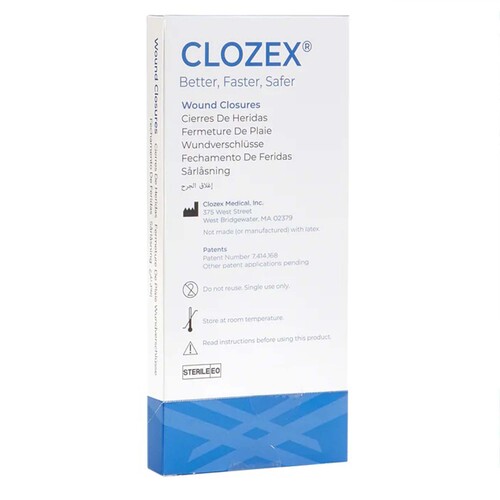 MON1210025BX - Clozex Medical - Clozex Medical Skin Closure Device Clozex 1-1/2 X 1-3/8 Inch Polyurethane, Polyester, Medical Grade Acrylic Interlaced Closure Strip Clear