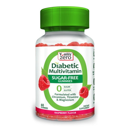 MON1211655CS - McKesson - McKesson Diabetic Multivitamin Supplement YumV's Zero Chromium / Thiamine / Magnesium Gummy 60 per Bottle Raspberry Flavor, 12/CS