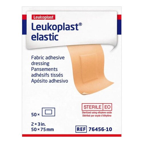 MON1212121CS - BSN Medical - BSN Medical Adhesive Strip Leukoplast Elastic 2 X 3 Inch Cross-Elastic Material Rectangle Tan Sterile, 600/CS