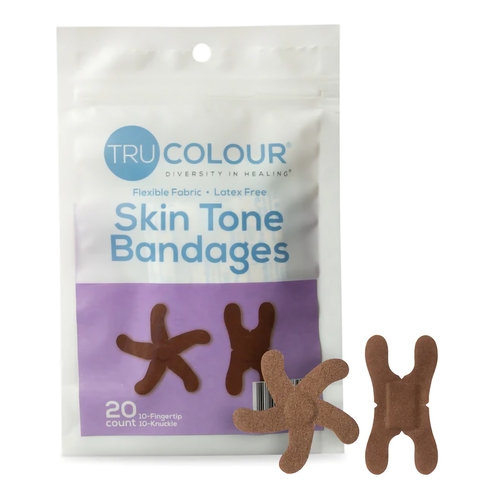 Tru-Colour Adhesive Strip Tru-Colour Assorted Sizes Fabric Knuckle /  Fingertip Dark Brown Sterile, 20/PK - Tru-Colour TCB-PKF PK - Betty Mills