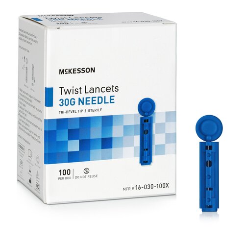 MON1217979BX - McKesson - McKesson Lancet for Lancing Device McKesson 30 Gauge Non-Safety Twist Off Cap Finger