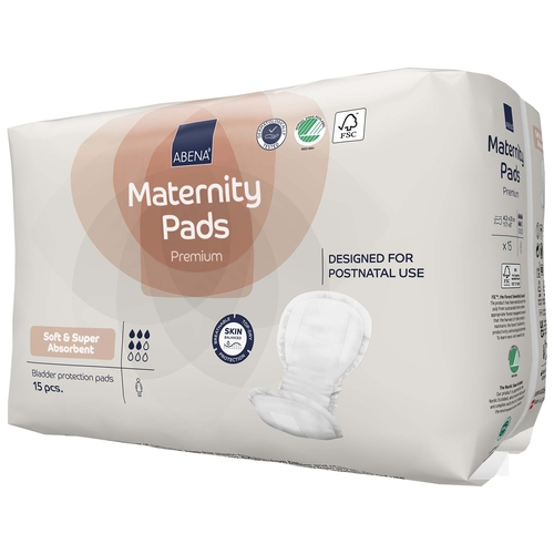 MON1218243CS - Abena - Bladder Control Pad, Maternity, 8" X 17", Moderate Absorbency, Fluff / Polymer Core, One Size Fits Most, 270 EA/CS