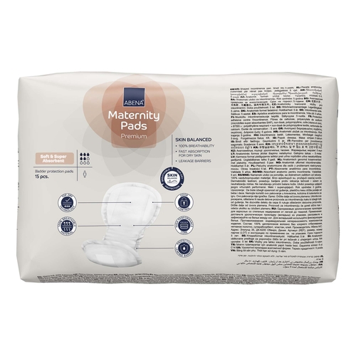 MON1218243CS - Abena - Bladder Control Pad, Maternity, 8" X 17", Moderate Absorbency, Fluff / Polymer Core, One Size Fits Most, 270 EA/CS